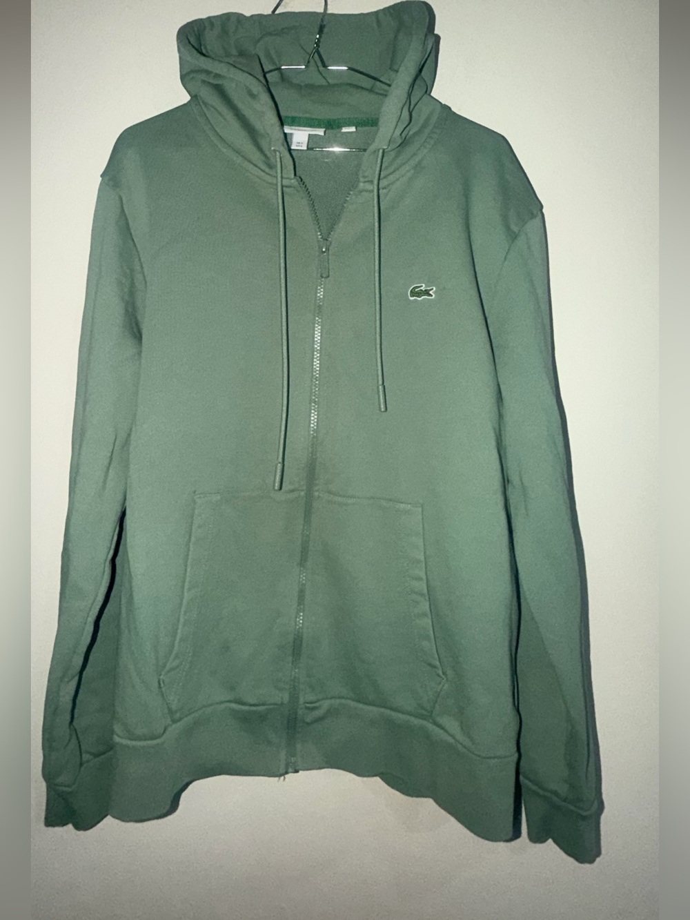 Lacoste Olive Zip-Up Hooded Sweatshirt
